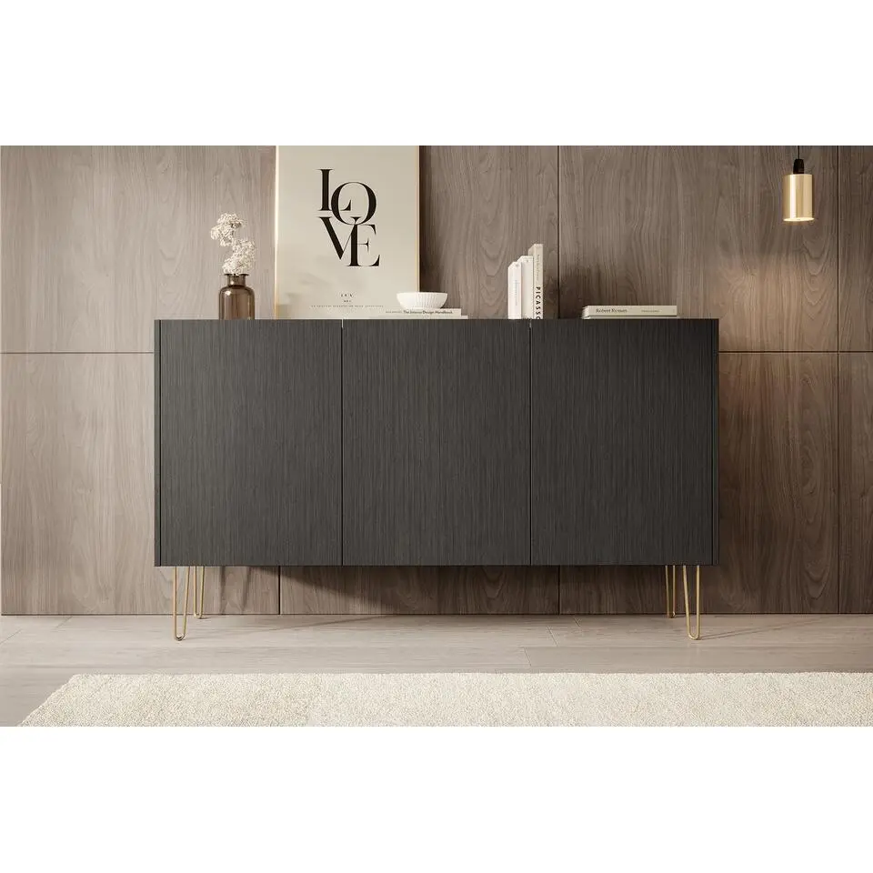 Meubella - Dressoir Hacienda - Zwart - 144 cm