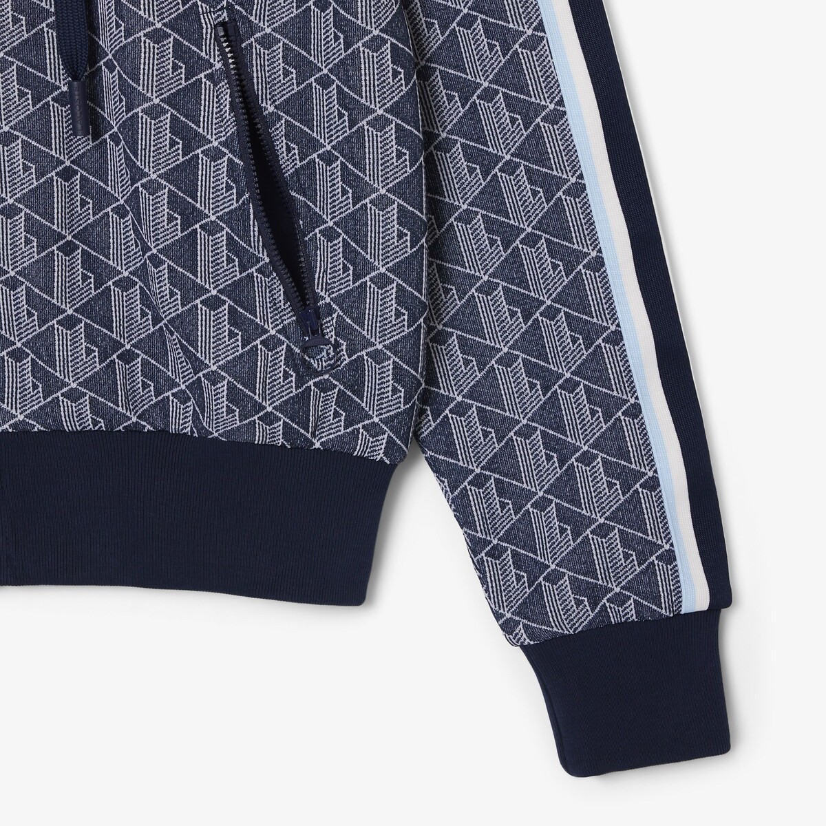 LACOSTE<br>Moletom com capuz em jacquard com monograma e zíper