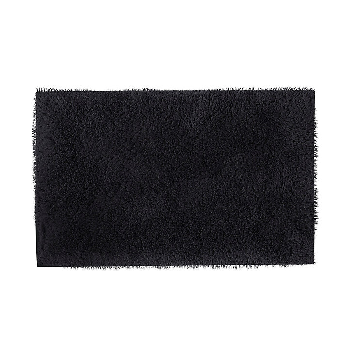 Tapis de bain rectangulaire GoodHome Sedna coloris noir en polyester L.80 x l.50 cm