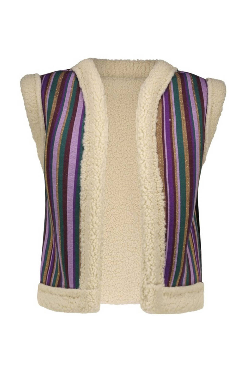 B.Nosy gestreept gilet Gwen paars/roze/ecru