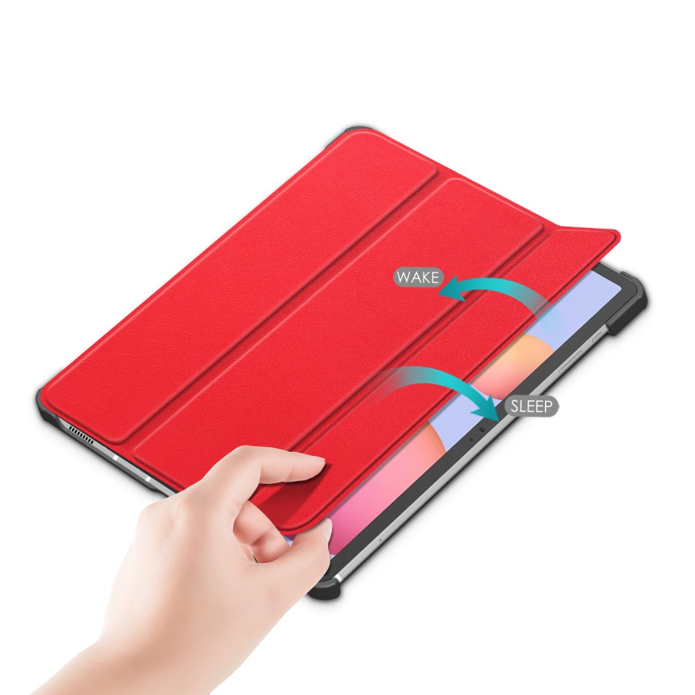 Samsung Galaxy Tab S8  Plus / Tab S7  Plus / Tab S7 FE 5G Leder Tasche Smart Case Hülle   S-Pen Halterung - Rot / Schwarz