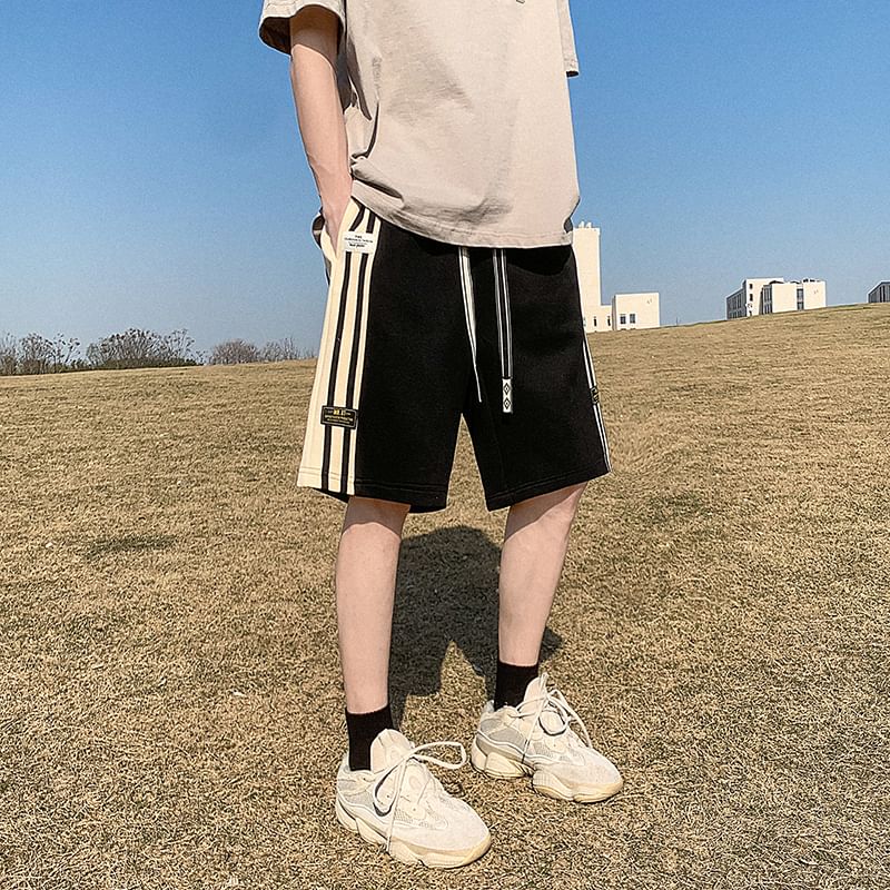 Breeson - Gestreepte shorts met wijde pijpen en trekkoordtaille