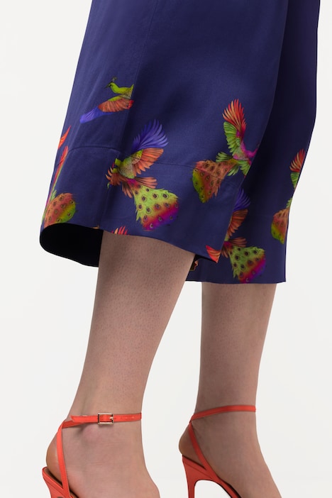 3/4-Satinhose Mary, Vogel-Design, Elastikbund