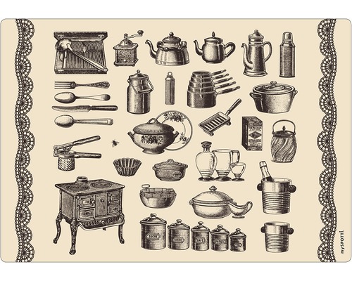 Keukenachterwand mySPOTTI pop antiek servies 59x41 cm