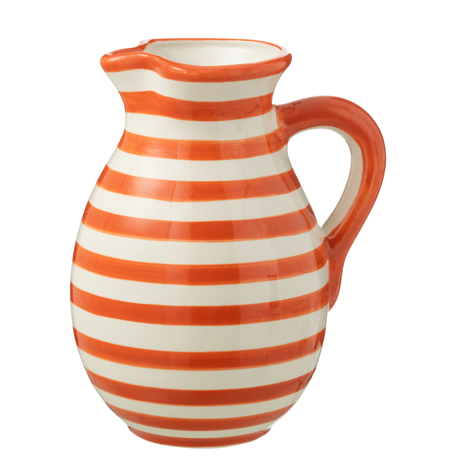J-Line kruik Granada Stripes - keramiek - wit|oranje - large