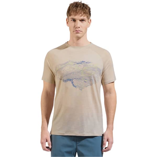 T-shirt randonnée ODLO ASCENT PW 130 TOPOGRAPHY CREW NECK S/S SILVER CLOUD MELANGE