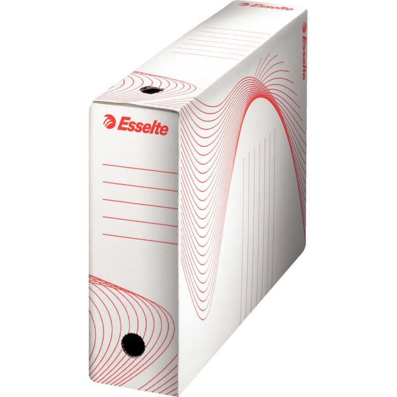 Boîte archives esselte standard carton ondulé recyclable a4 245x345mm dos 80mm assemblage manuel facil coloris blanc