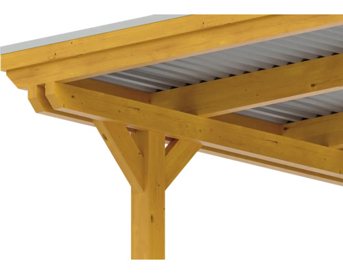 Enkele carport SKAN HOLZ Emsland incl. regengoot 404x846 cm licht eiken