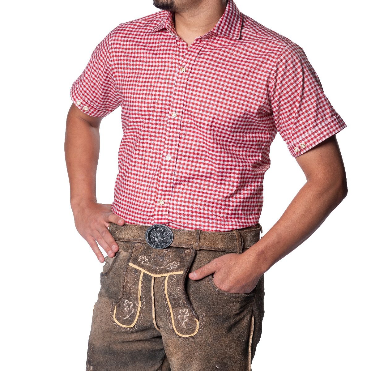 Oktoberfest Blouse Rood Heren Korte Mouw