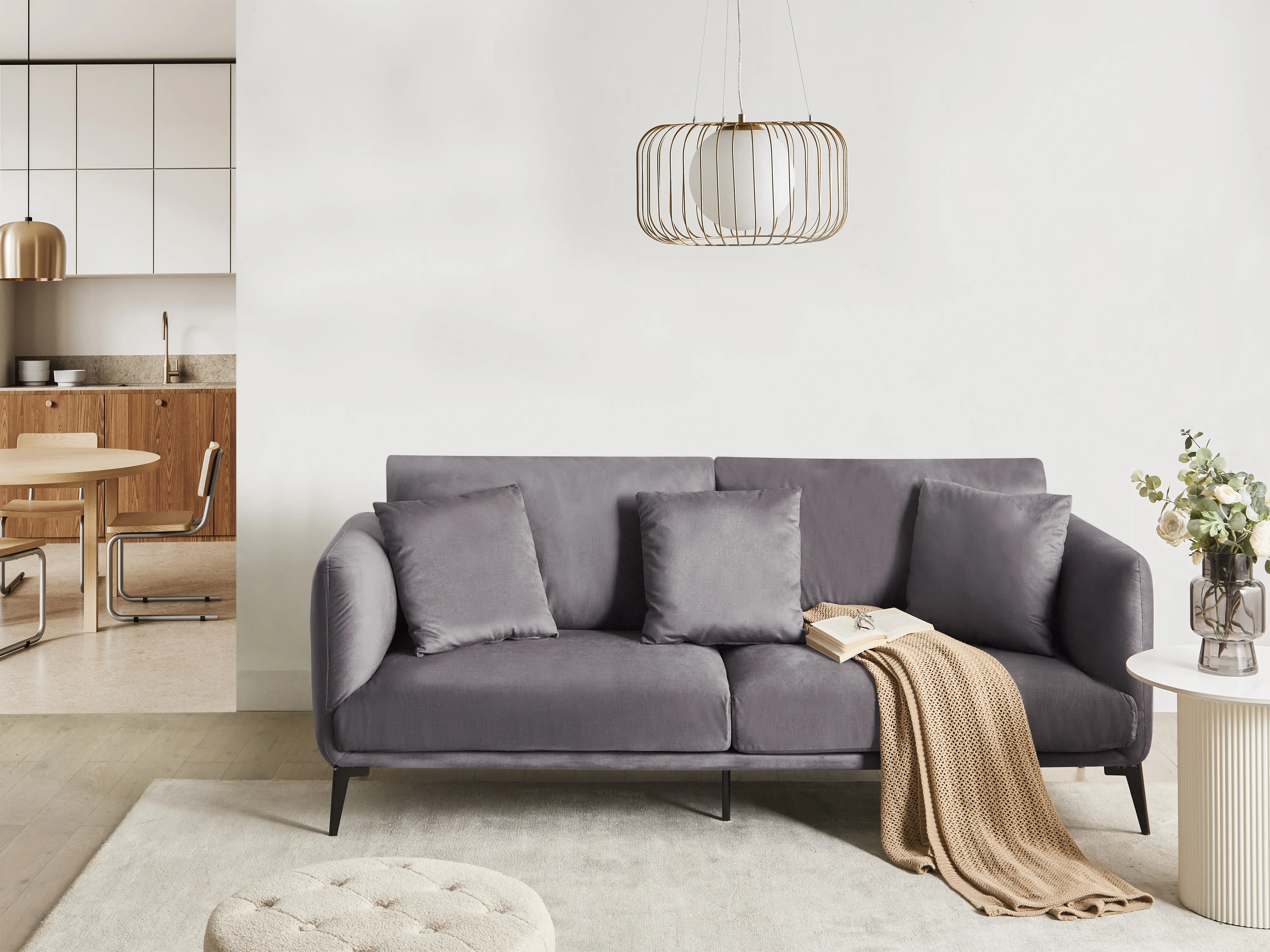 Bank 3-zits BODUM Fluweel Taupe