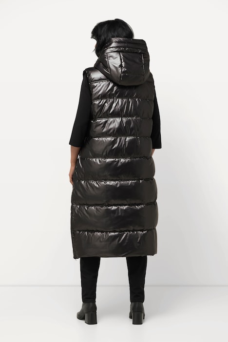 Longweste, Metallic-Schimmer, 2-Wege-Zipper, recycelt