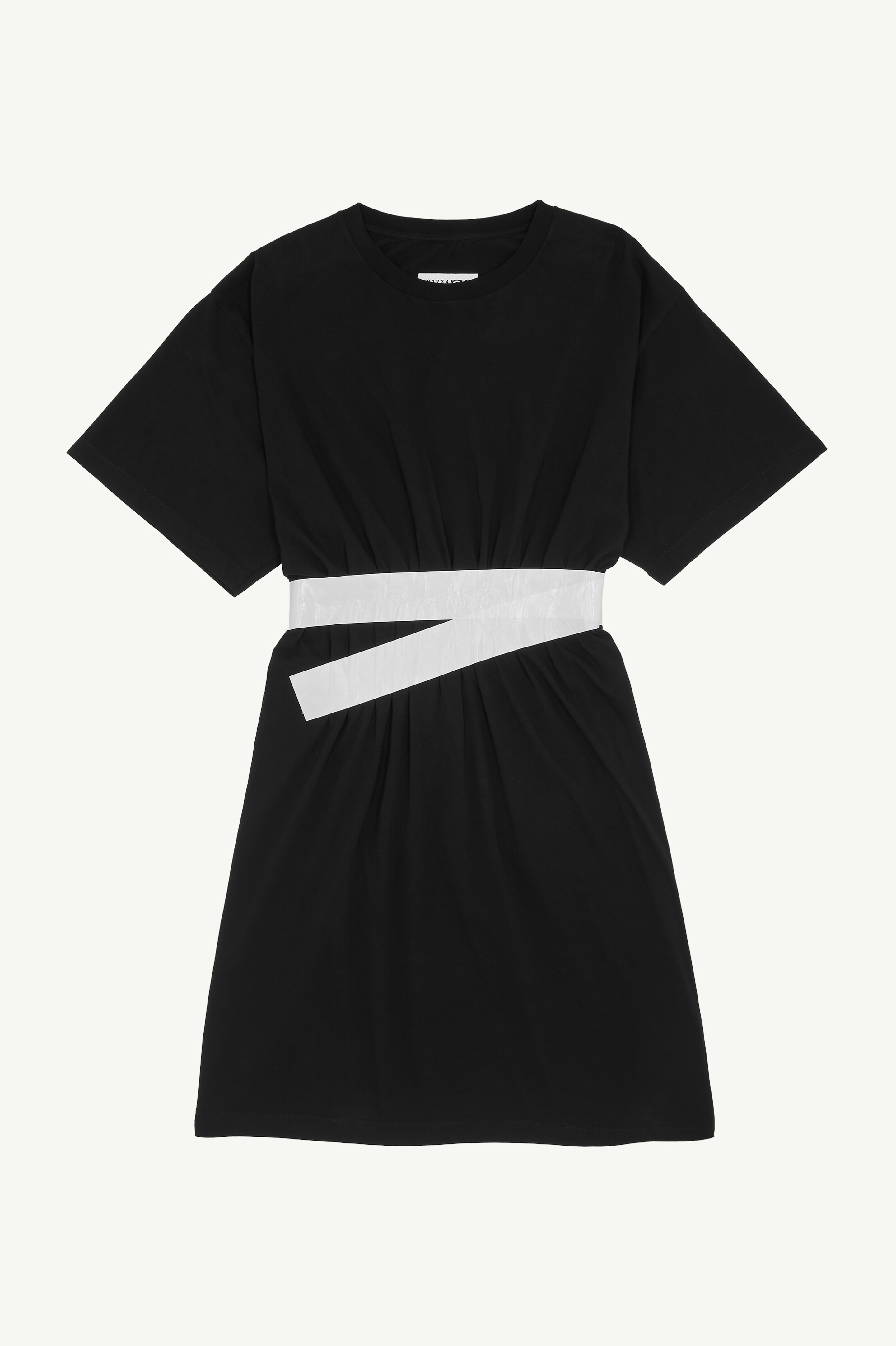 Black Jersey Crewneck Mini Dress