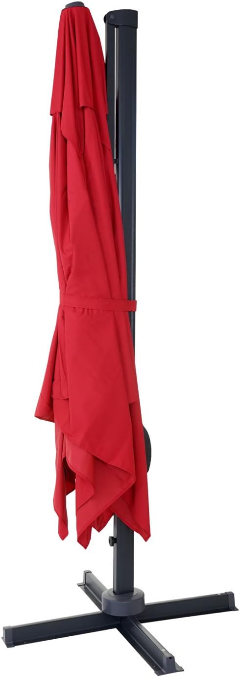 Mendler Gastronomie-Ampelschirm HWC-A96, Sonnenschirm 3x3m (Ø4,24m) Polyester Alu/Stahl 23kg drehbar