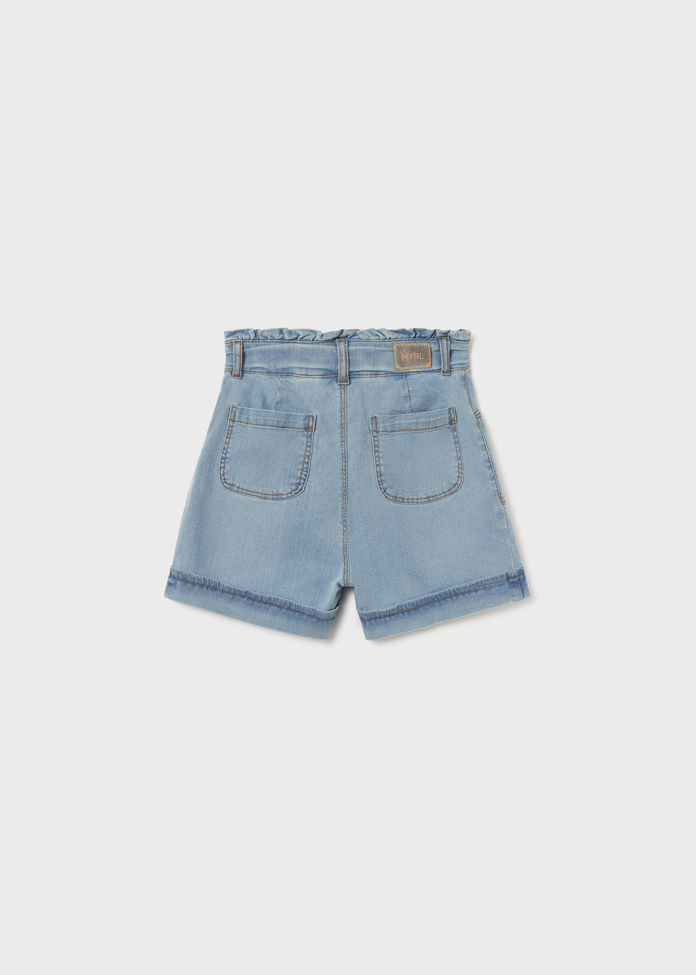 Shorts jeans de algodão de cintura alta para meninas