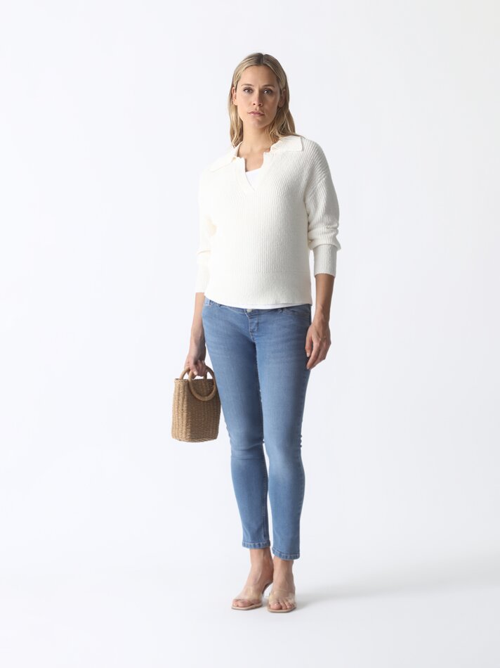 Calça jeans skinny para gestantes - Índigo