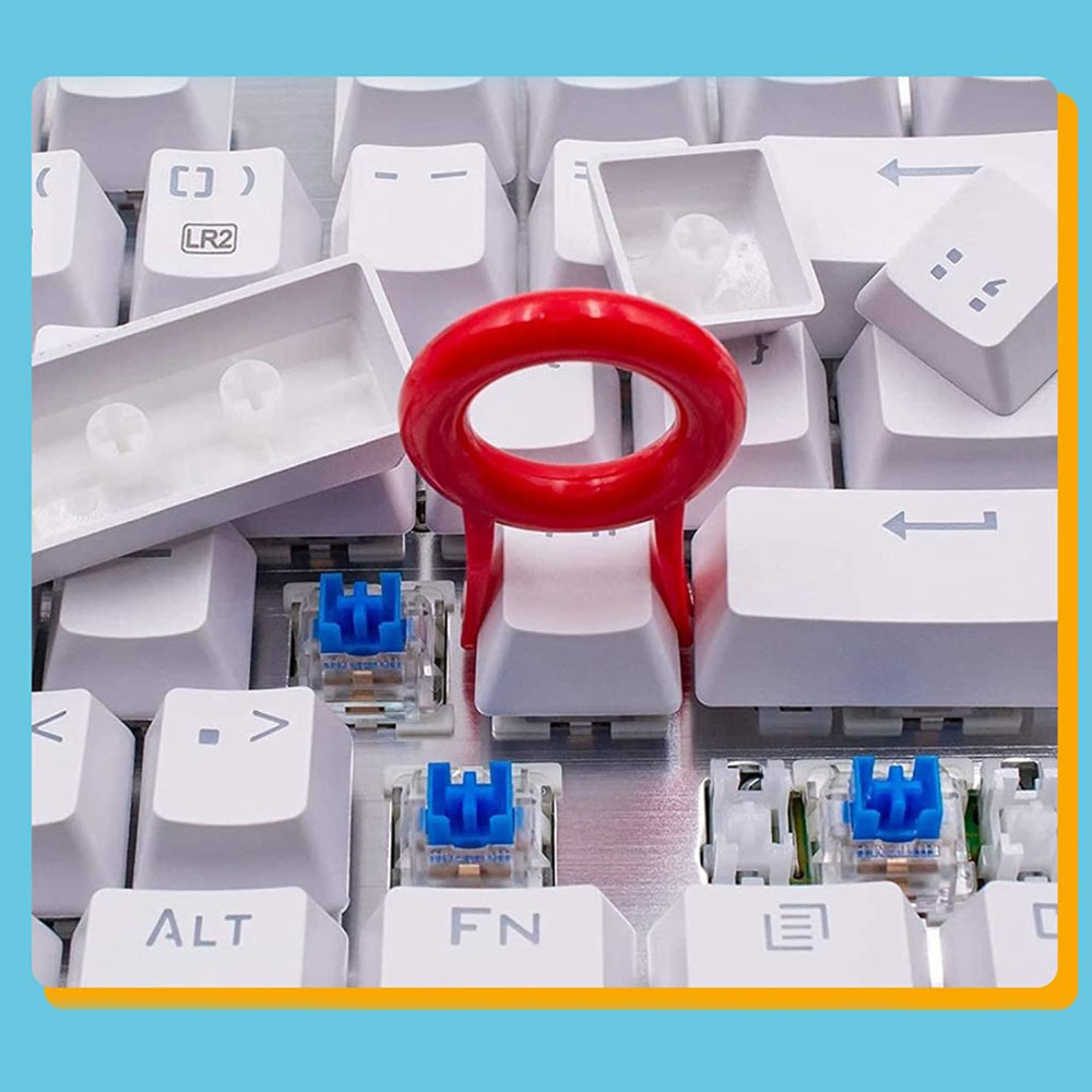 3in1 Tastatur Nylon Reinigungsbürste / Tastenkappen Abzieher / Kopfhörer Reinigungsstift - Schwarz / Rot