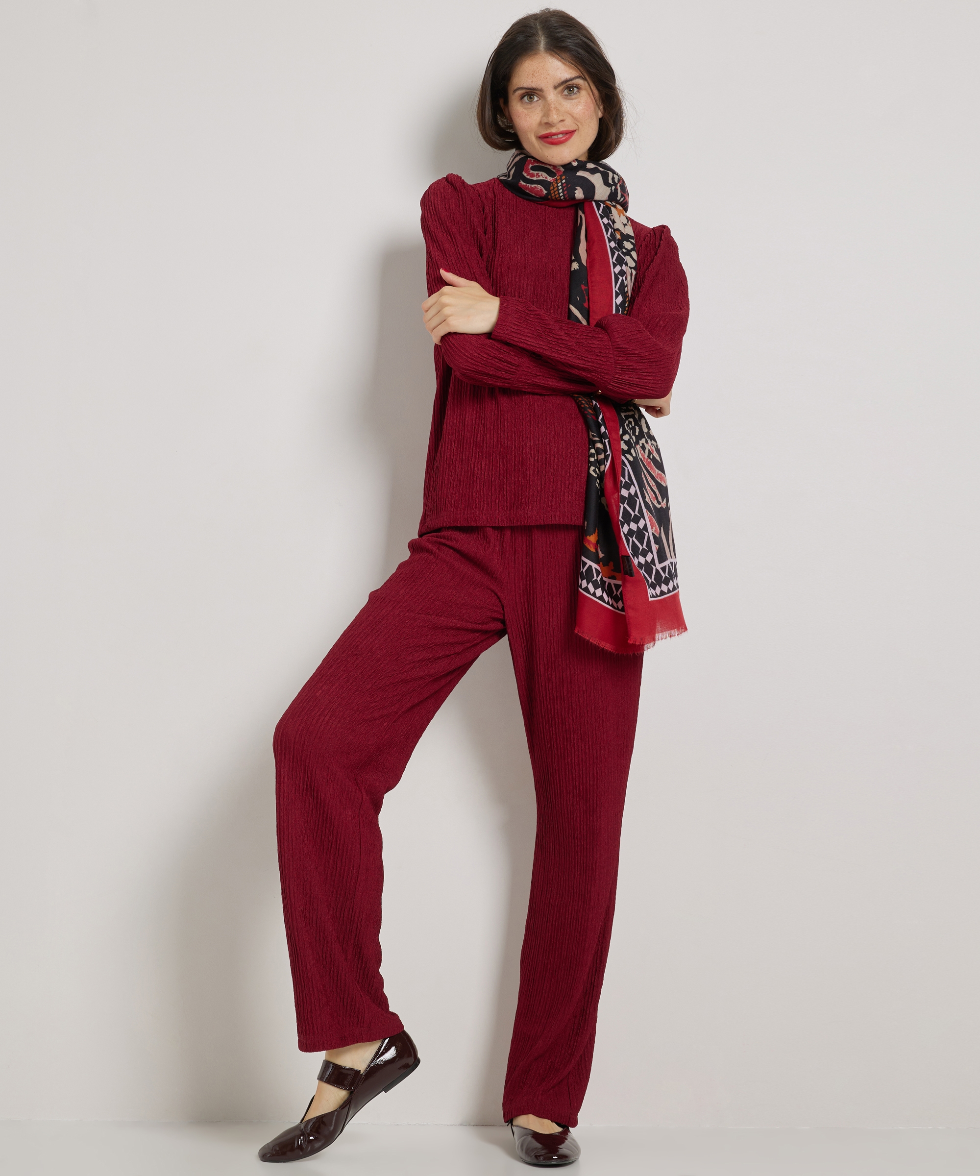 wide fit broek crinckle uni