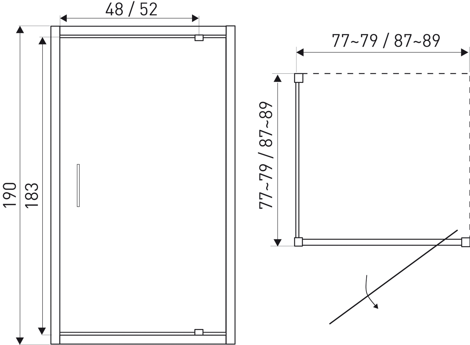 Kerra Tomar douchecabine 80x80x190 vierkant zwart