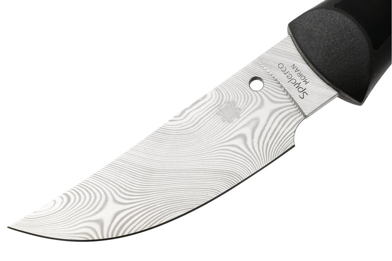 Spyderco Moran Upswept FB01PGYD Gray Damasteel, Black FRN Kraton, Sprint Run vaststaand mes, Bill Moran design