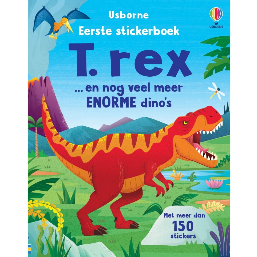 Uitgeverij usborne eerste stickerboek t-rex en nog veel meer enorme dino's