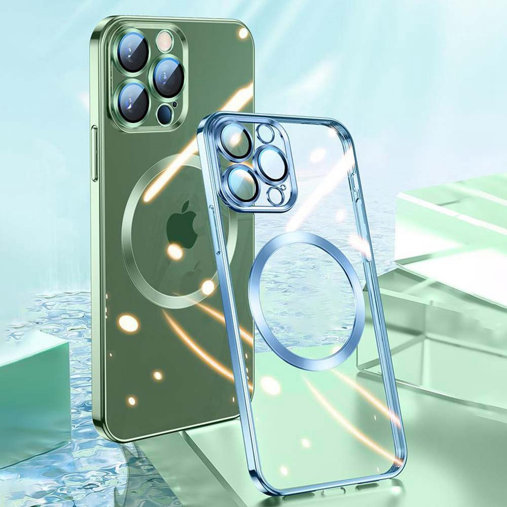 iPhone 13 Pro MagSafe Gummi Case Hülle mit Acryl Kameraglasschutz - Roségold / Transparent