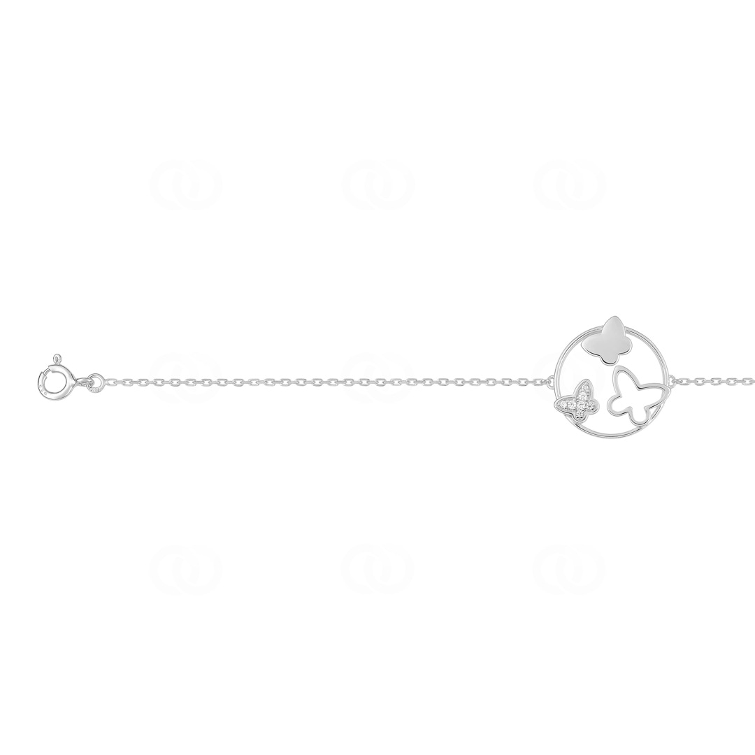 Armband 925 Silber rhodiniert Schmetterlinge mit Zirkonia 19cm