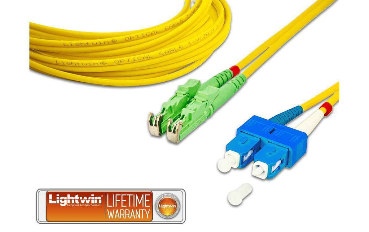 LWL-Patchkabel Singlemode E2000/APC – SC, OS2, Duplex, 1 mSinglemode E2000/APC-SC Duplex OS2 1 m