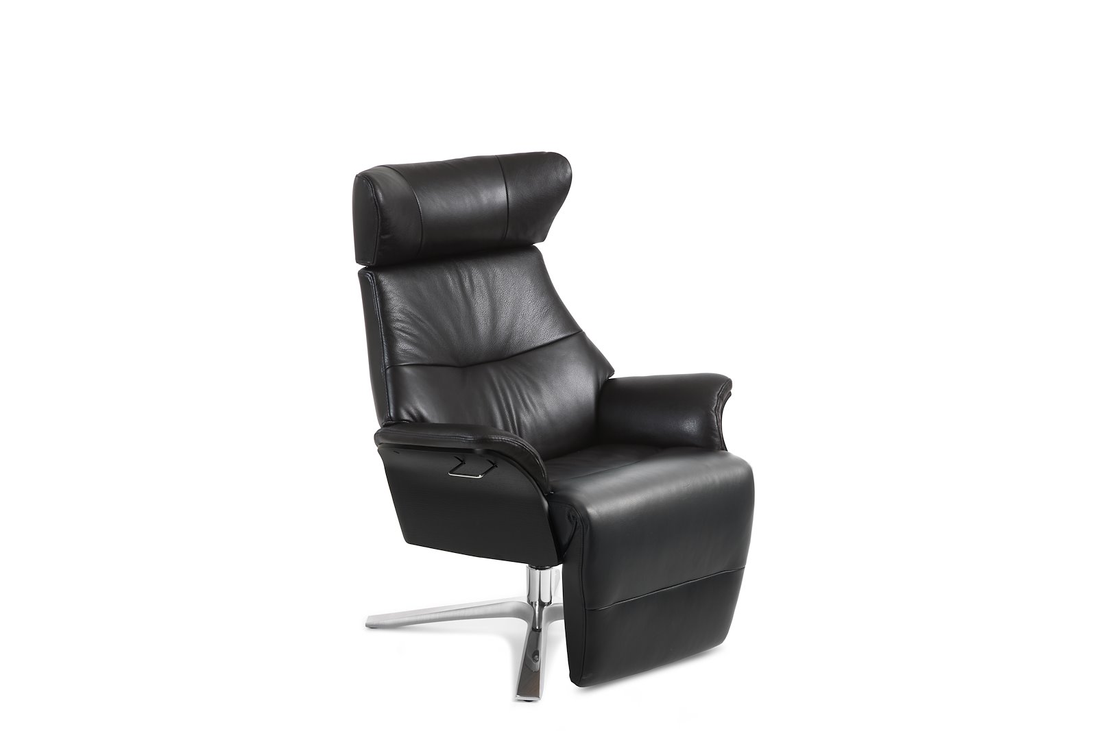 Air lenestol med fothviler I hud Zero 2534-89 Black, Quattro svingfot alu. Skrog i helkledd