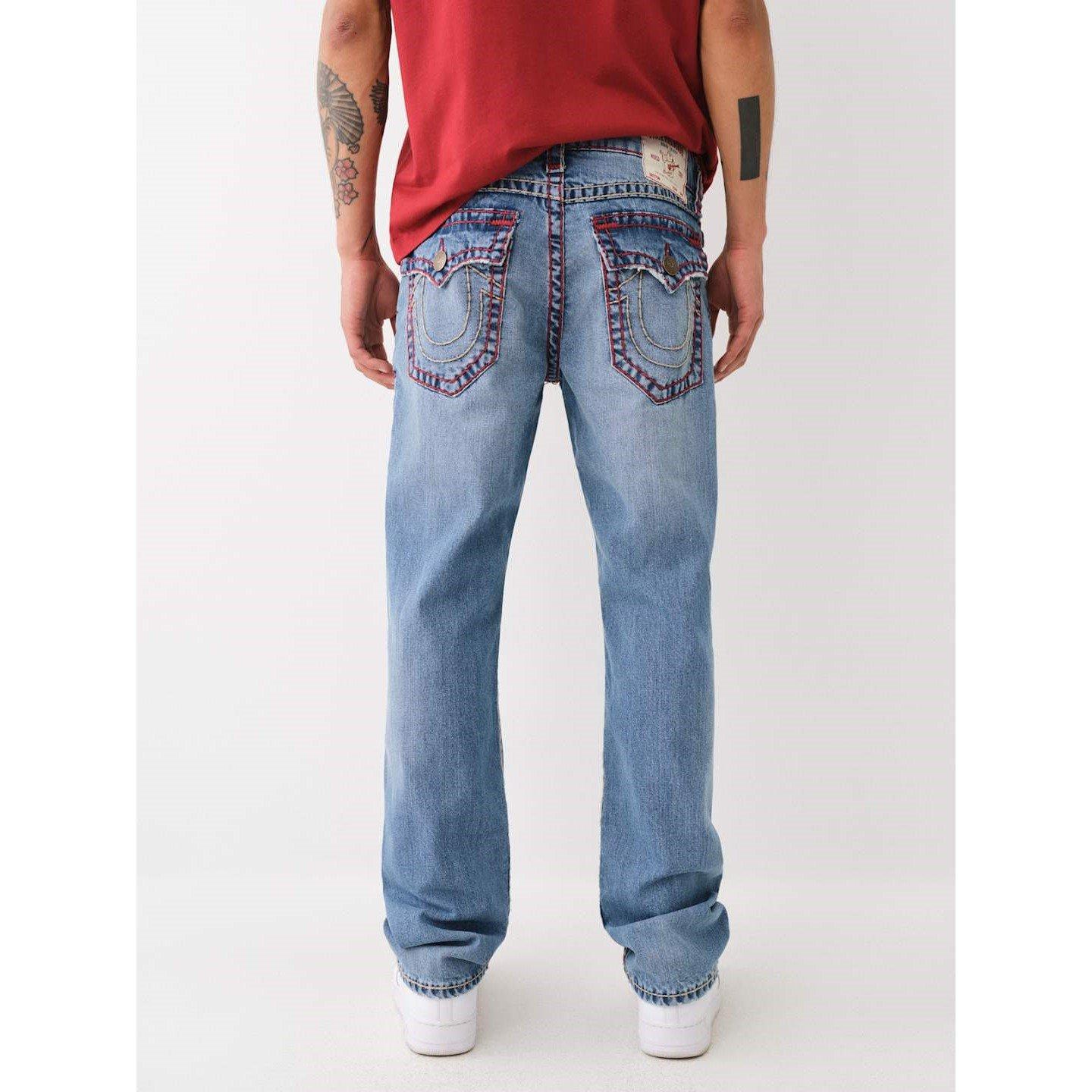 True Religion TR Ricky Distressed Super Straight Jeans Mens