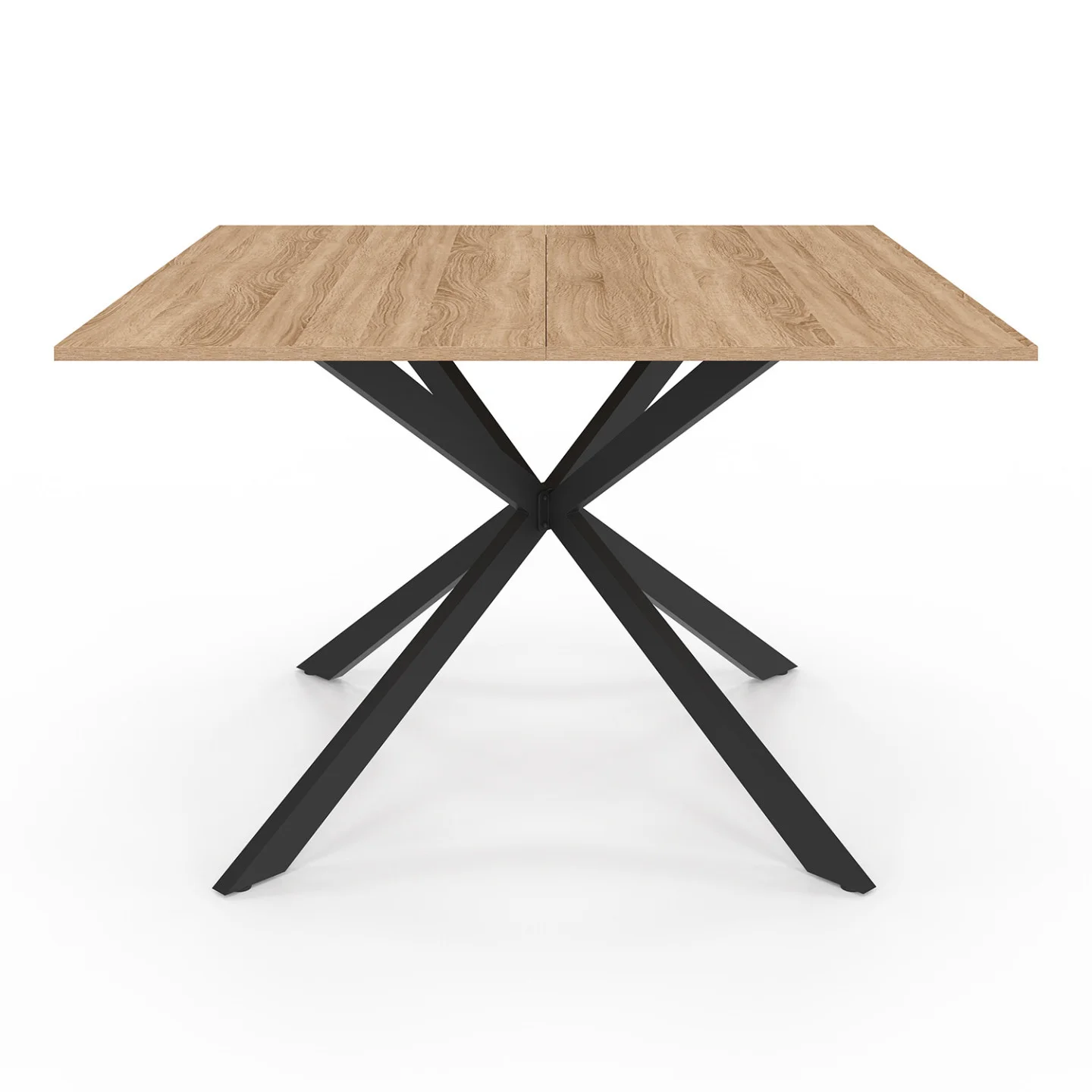 Table à manger carrée ALIX 8 personnes pied araignée bois et noir 120 cm