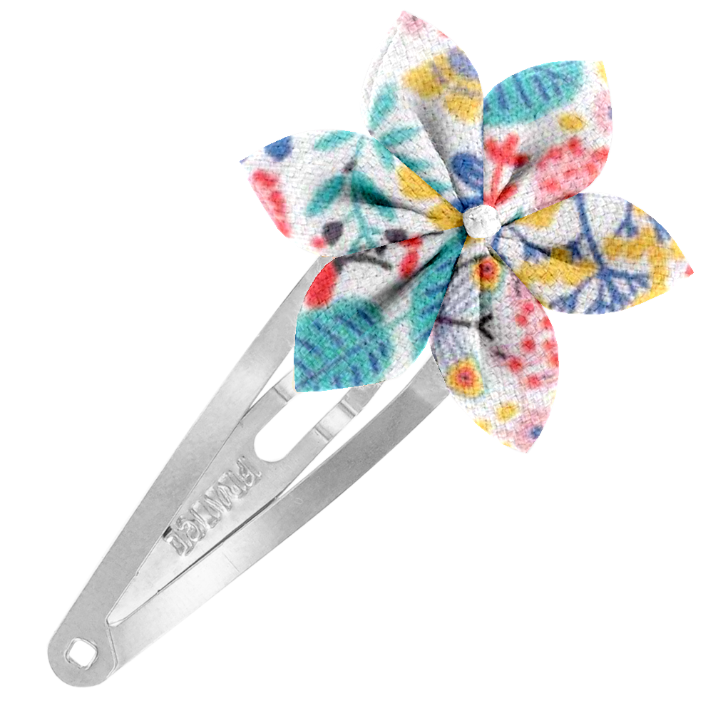 Barrette Clic-Clac Fleur Étoile Champêtre Bleuté