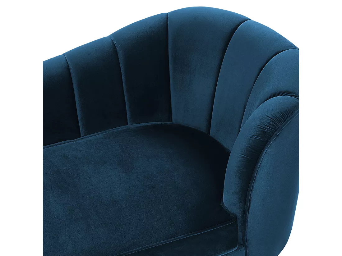 Chaise longue côté droit en velours bleu marine ALLIER
