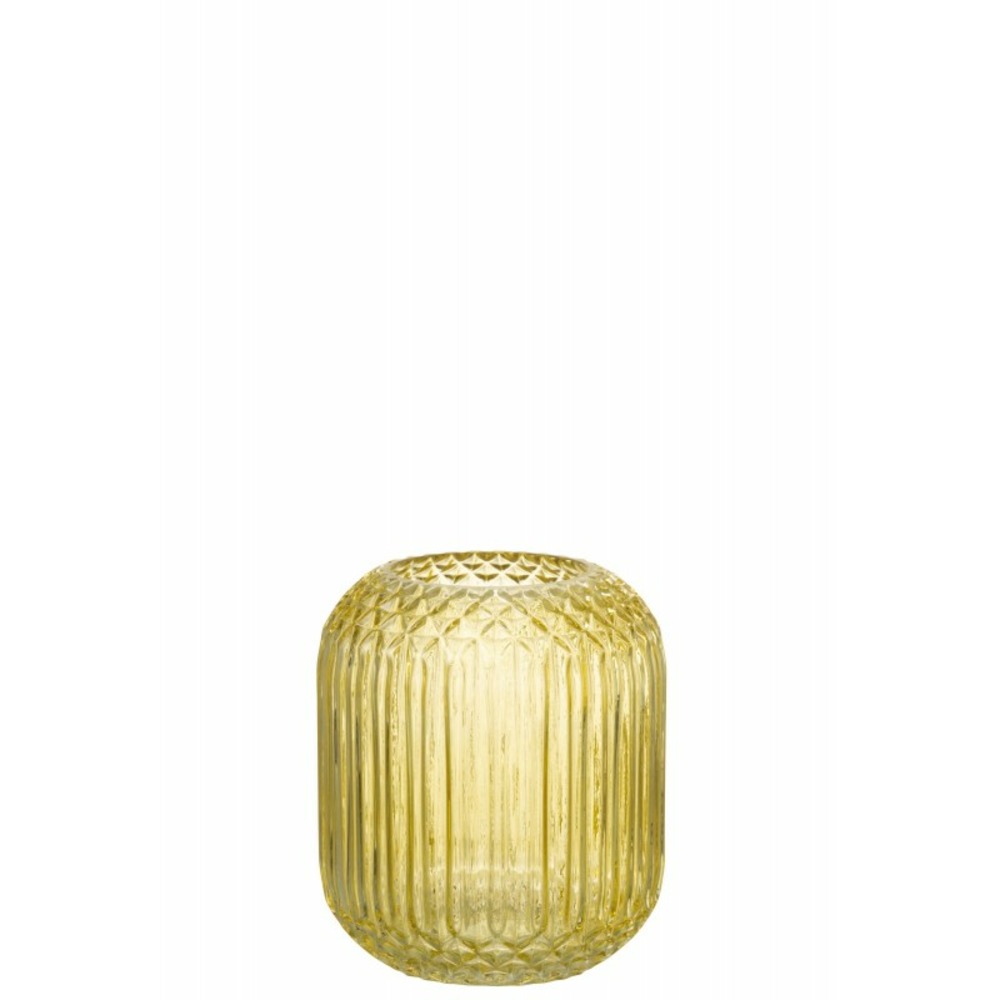 Vase droit en verre jaune l14*l14*h17cm