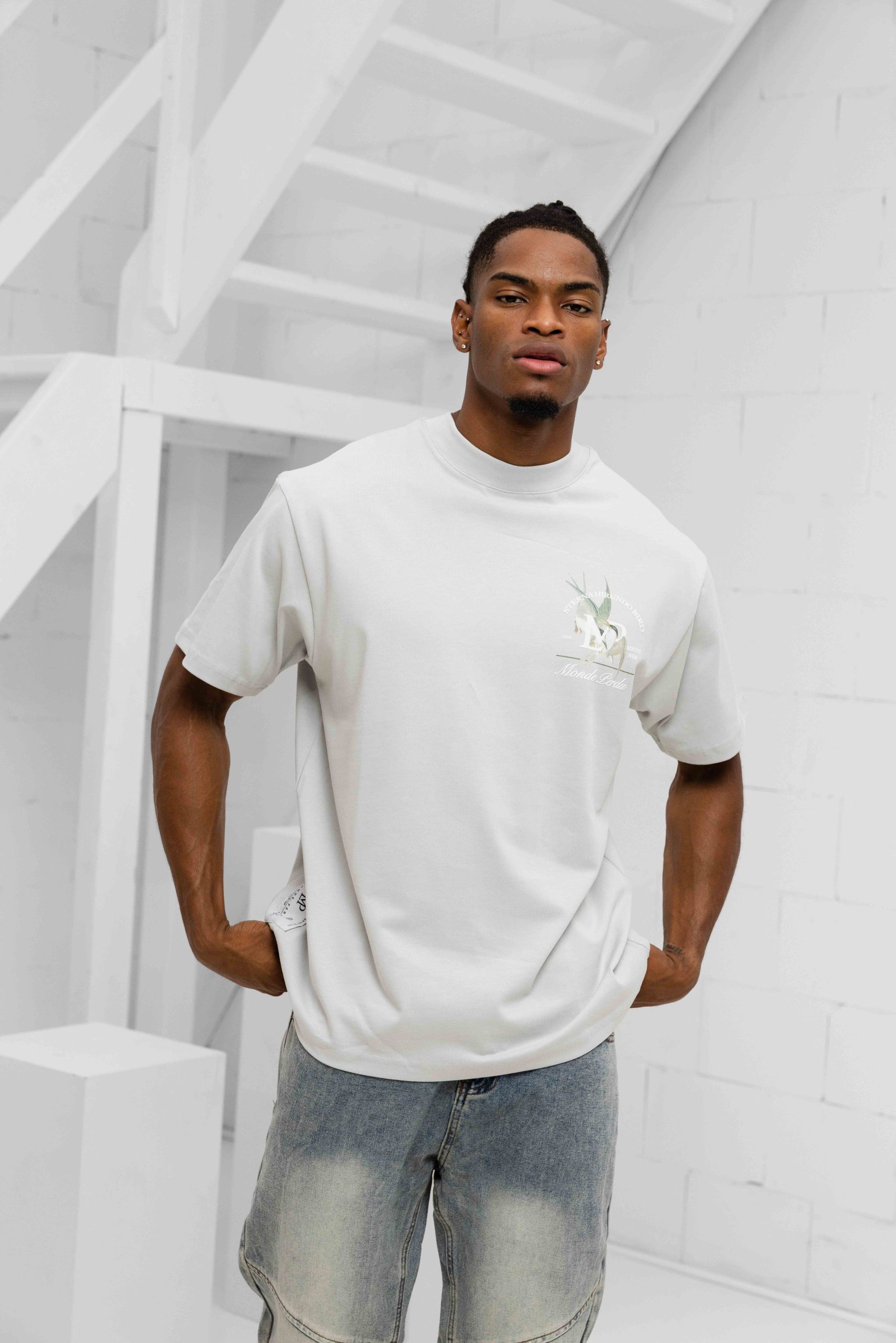 Le Monde Perdu Sterna T-Shirt Heren Lichtgrijs