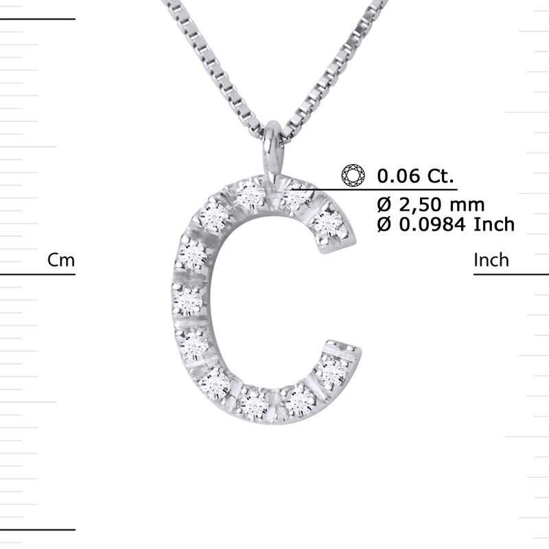Collier ALPHABET Diamants 0,06 Cts  LETTRE 
