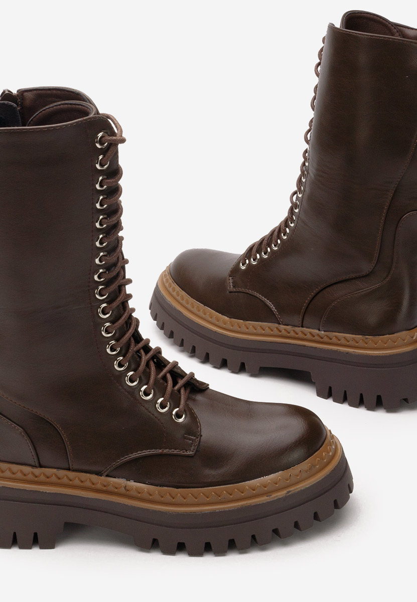 Bottes hautes à lacets bruns Izabele