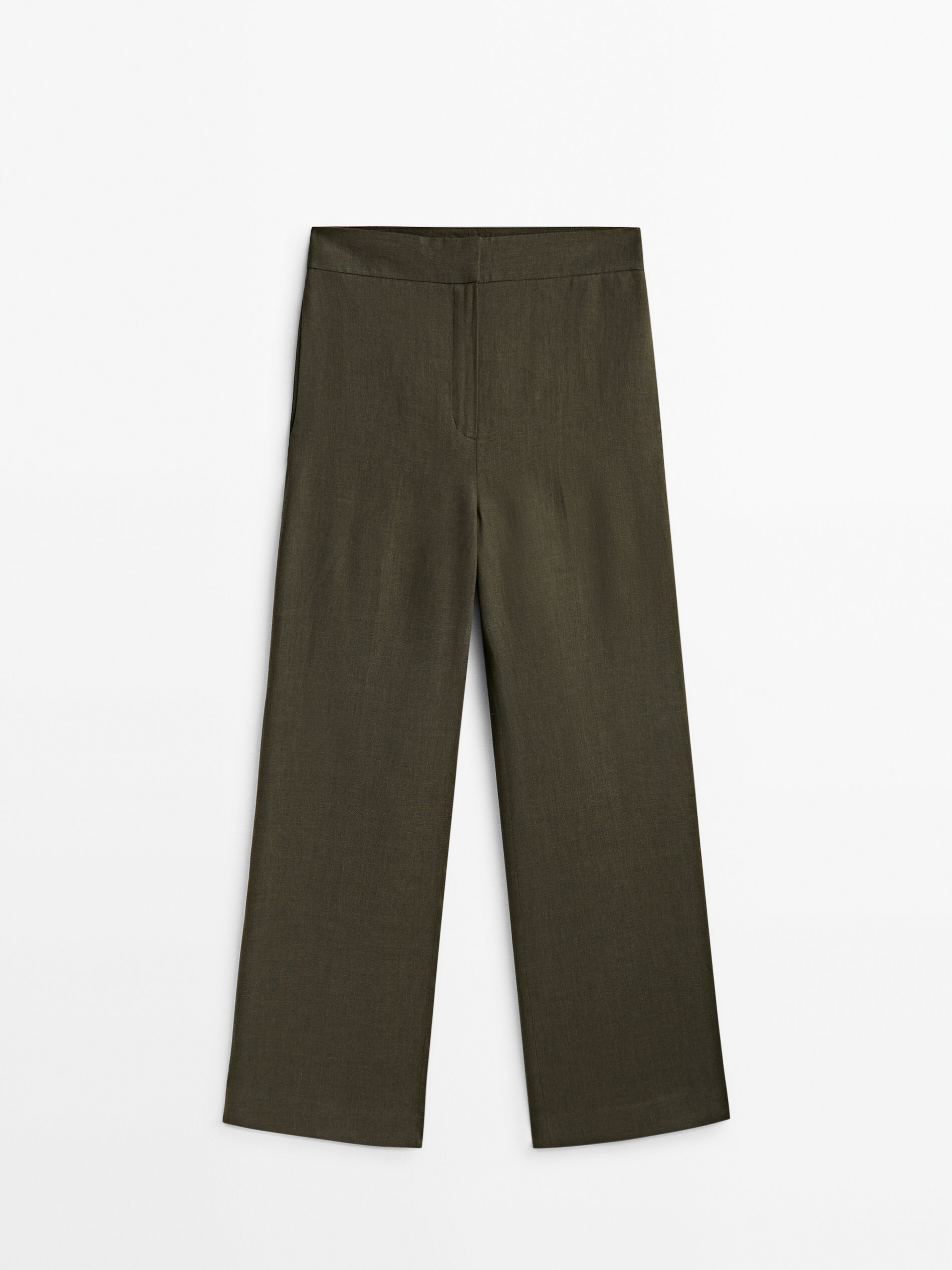 Calça de alfaiataria cropped 100% linho - CINZA