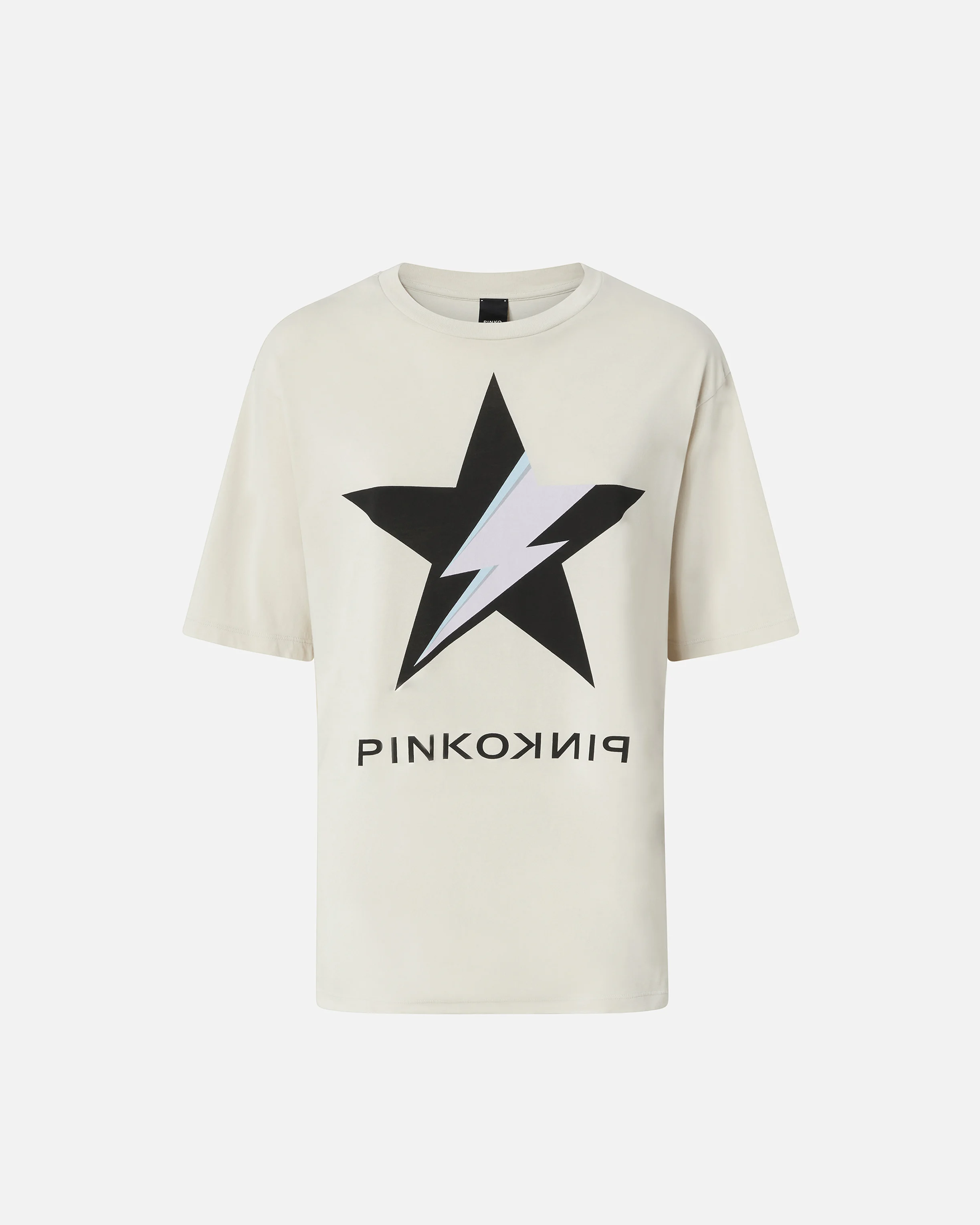 T-shirt en coton vieilli avec imprimé étoile | Blanc