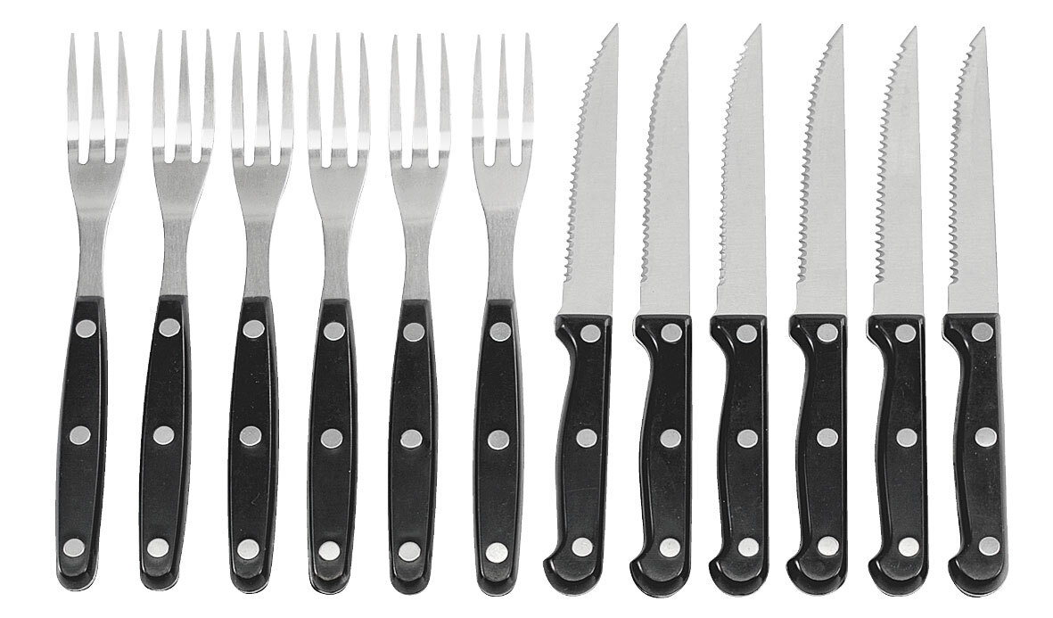Steakbesteck 12-teilig Schwarz/Silber
