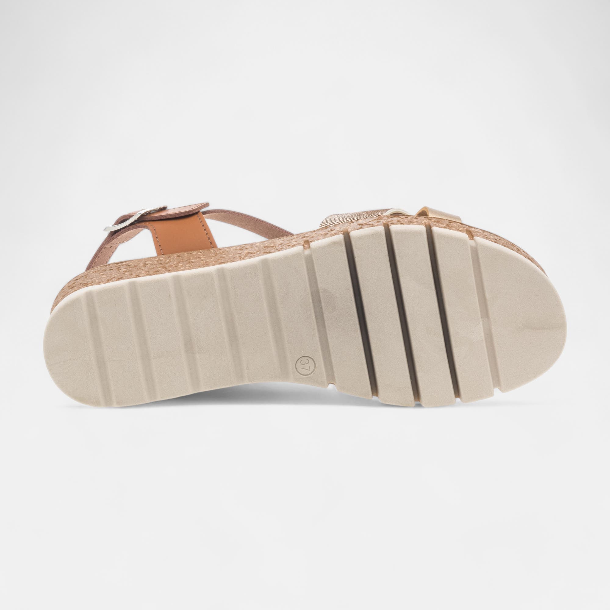 Sandales à talon compensé Femme cognac