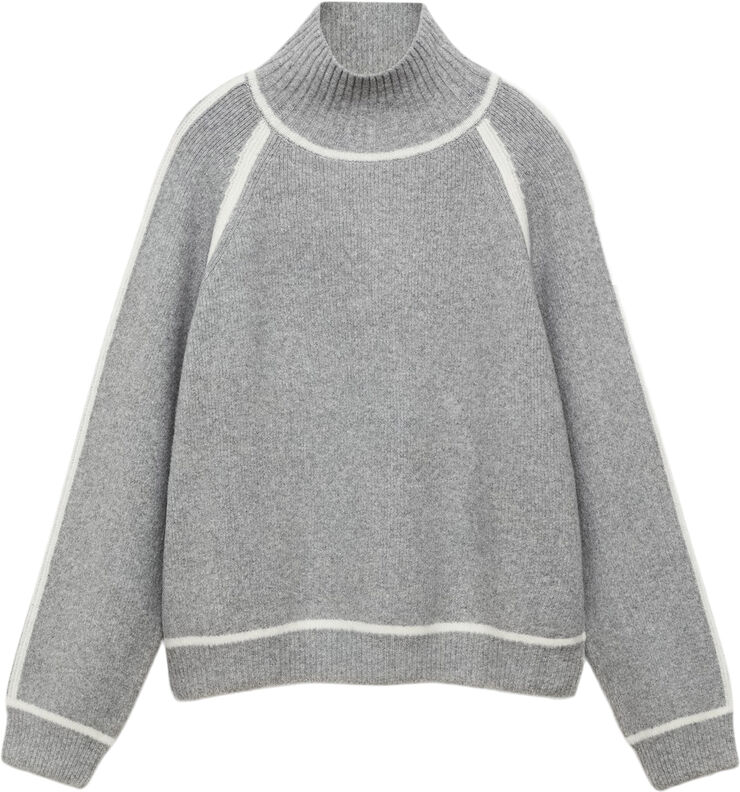 MANGO High neck sweater with contrast de Medium grey