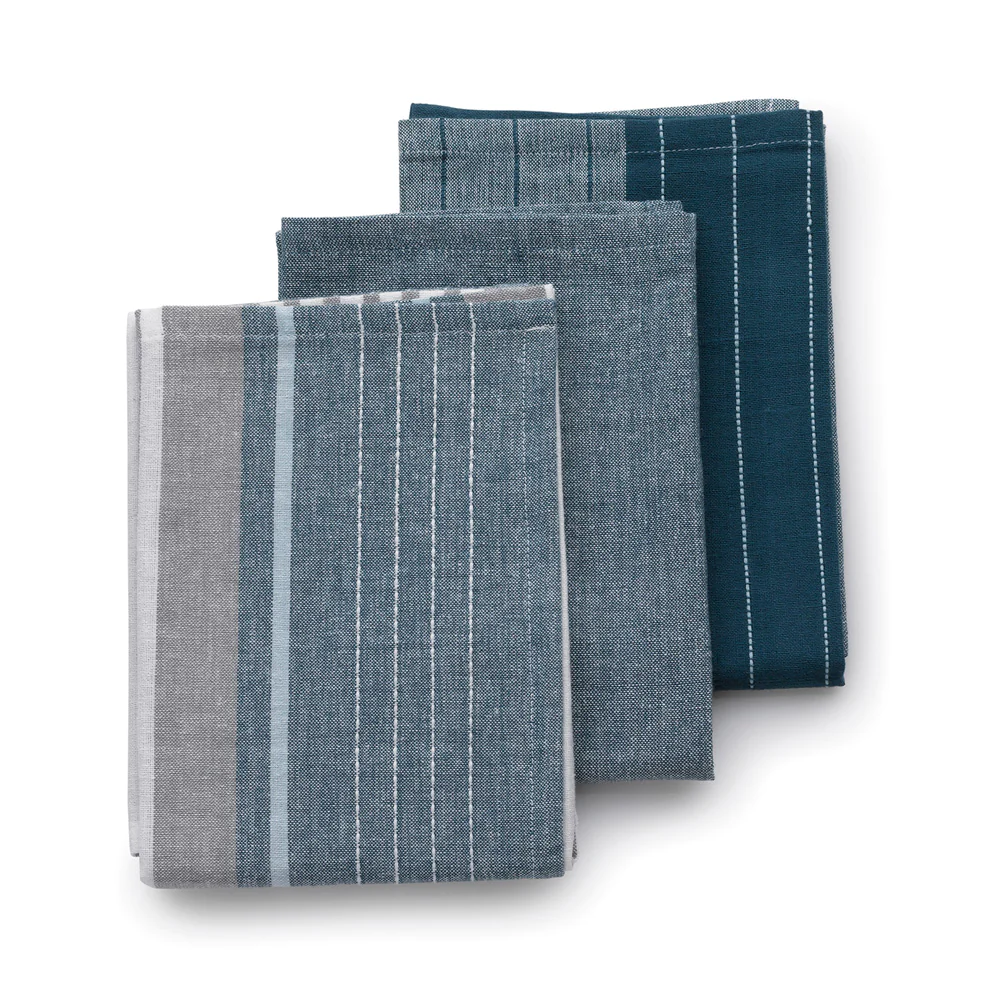 Lot de 3 torchons de cuisine Pasado bleu Kela