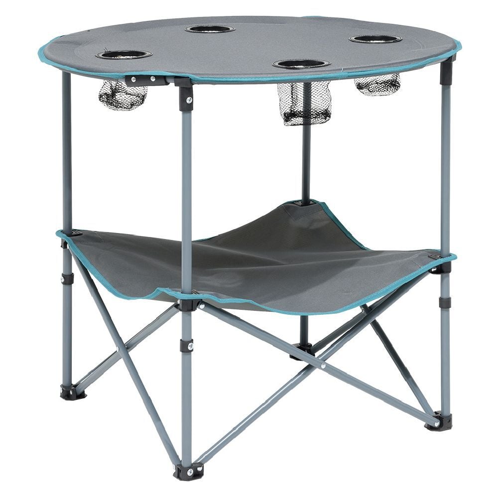 Table de camping pliable avec 4 porte-gobelets Ø70xH.60 cm