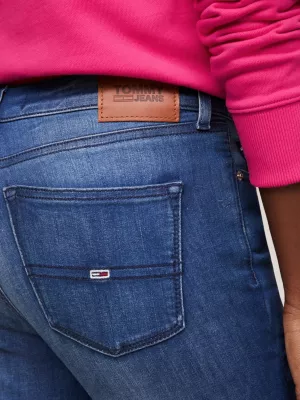 Calça jeans Nora de cintura média, skinny e desbotada.