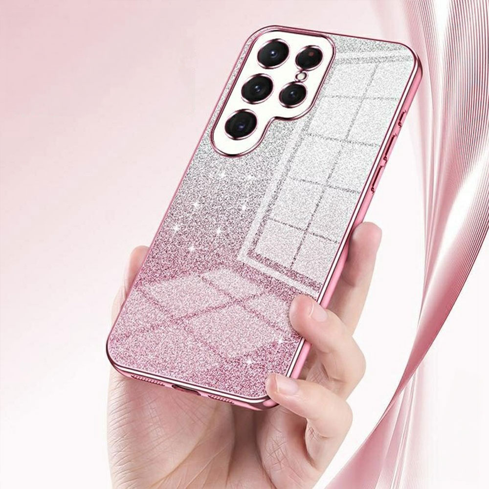 Samsung Galaxy S25 Ultra Gummi Case Schutzhülle im Glitzer Design - Gold / Silber