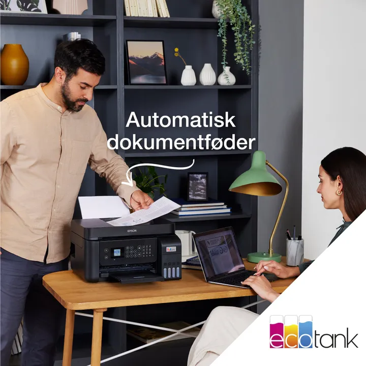 Epson EcoTank ET-3850 - Multifunktionsprinter - farve - blækprinter - A4/Legal (medie) - op til 15.5 spm (udskriver) - 250 ark - LAN, Wi-Fi