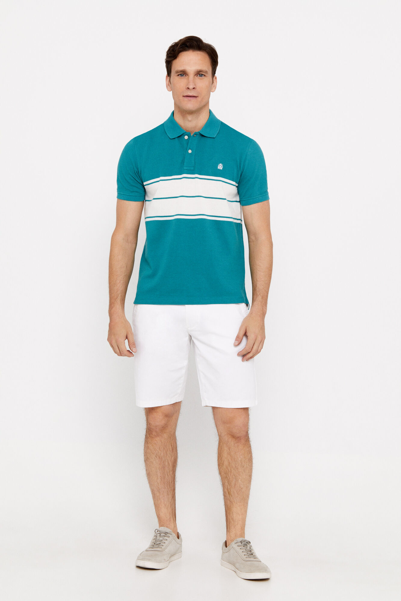 Camisa polo listrada - Verde