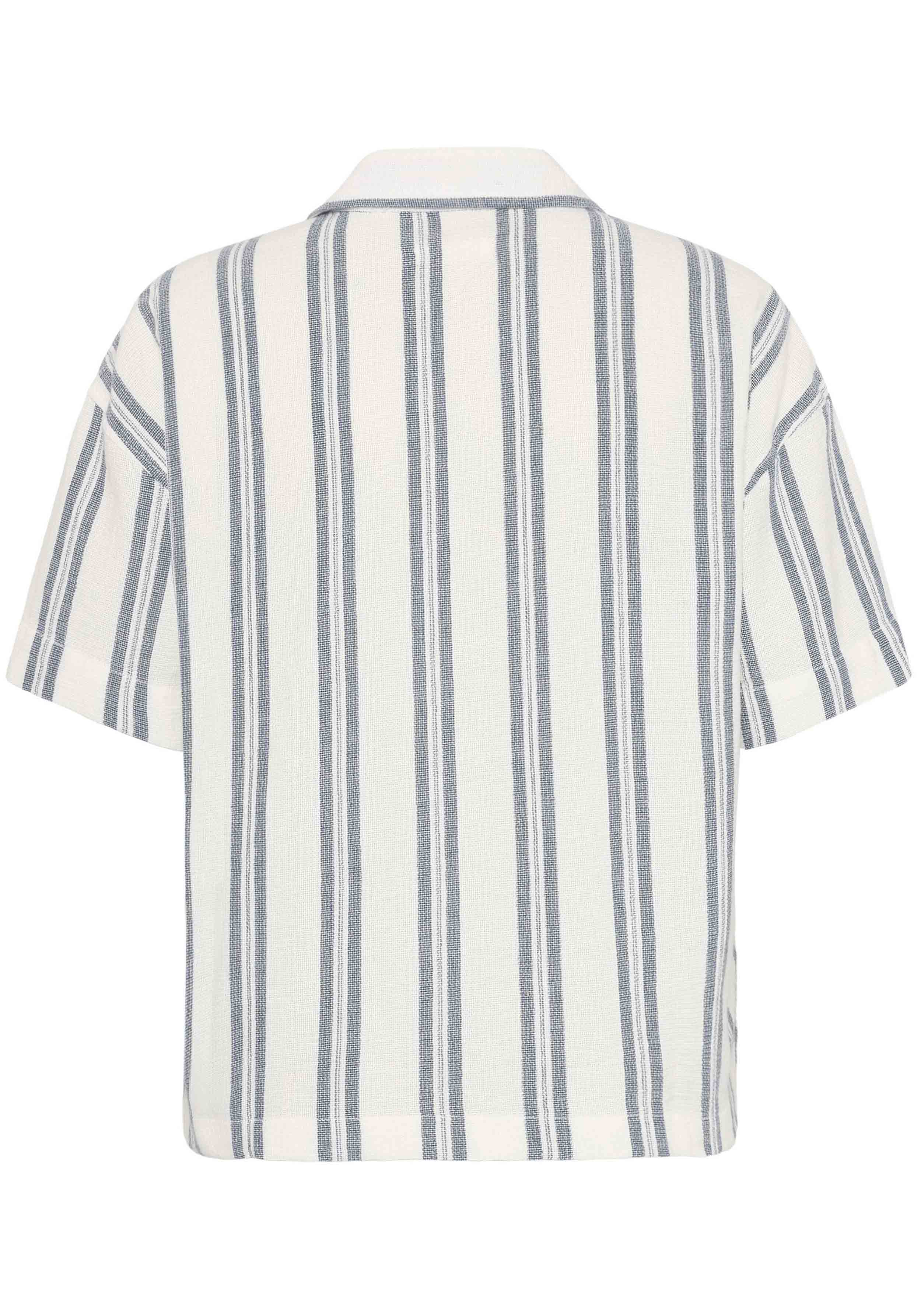 Knowledge Cotton Apparel Hemdbluse Striped SS Shirt Blue Stripe