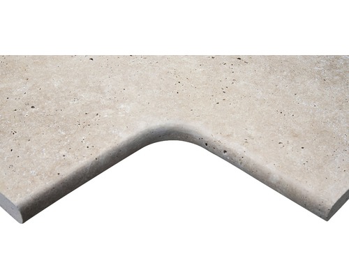 FLAIRSTONE Zwembadrand Roma hoekstuk 90° beige binnen afgerond 60x37 / 60x37 x 3 cm