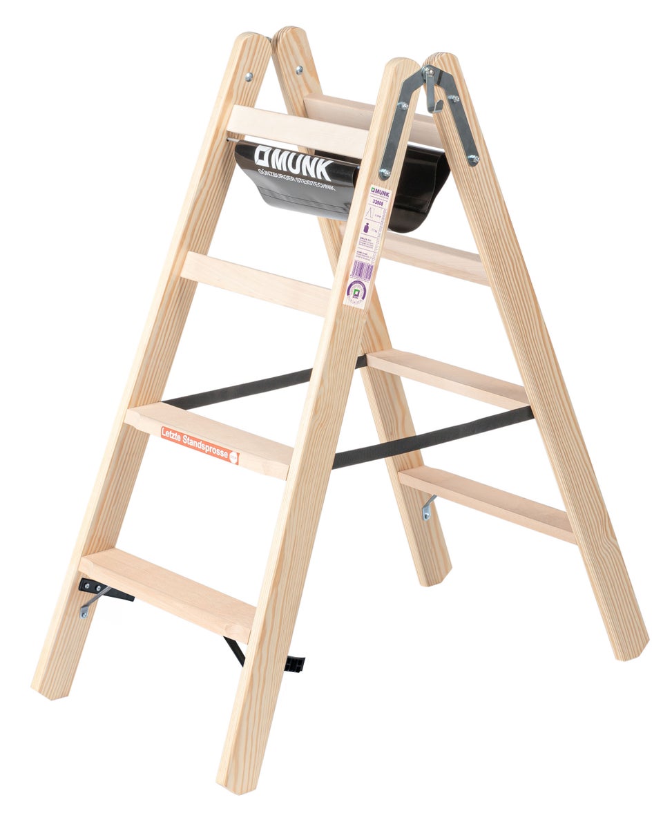 PROREGAL Houten trapladder, dubbelzijdig toegankelijk, 2 x 4 treden